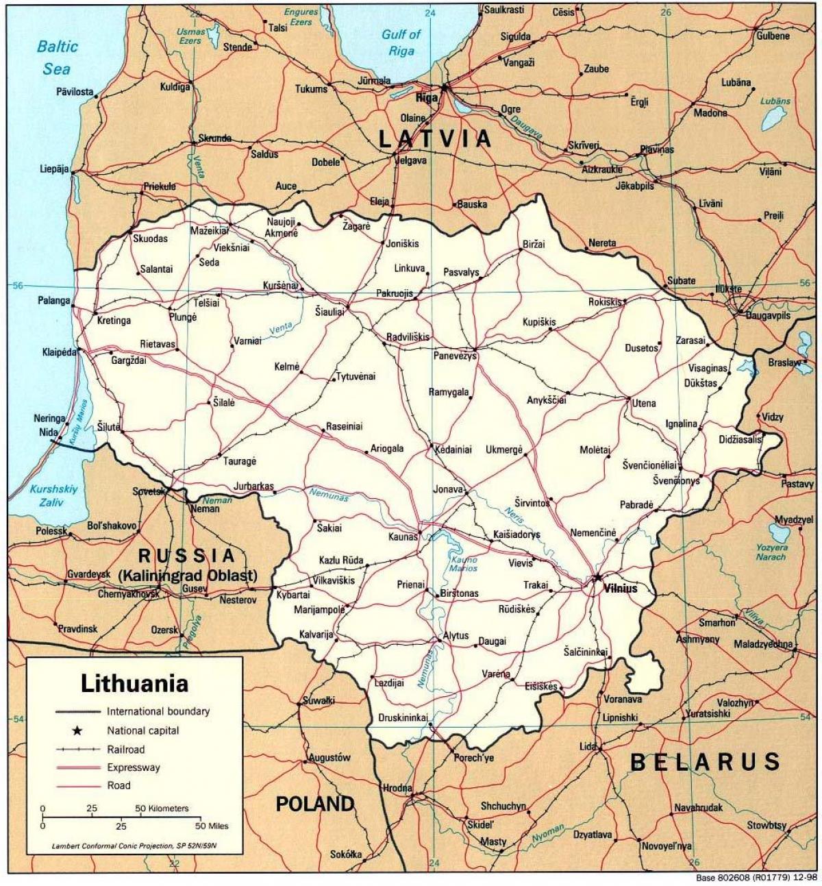 zemljevid, ki prikazuje Litva