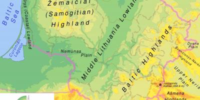Zemljevid Litva fizično