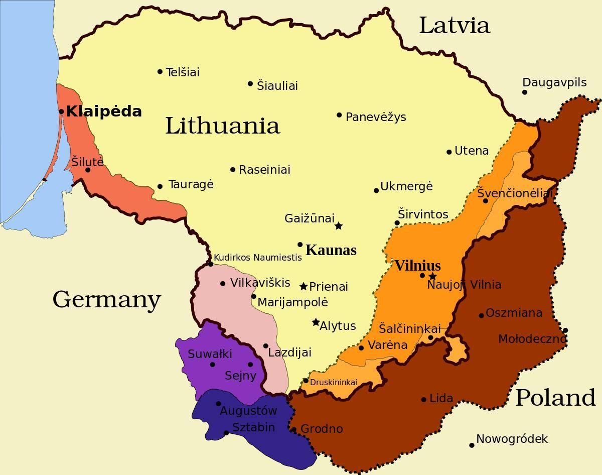 zemljevid kaunasu v Litvi