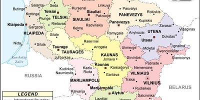Zemljevid politične Litva